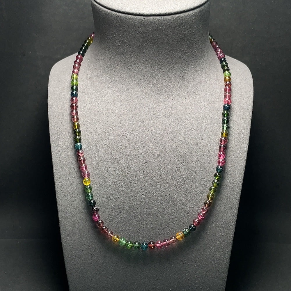 Tourmaline Bead Strand, Visible Organic Matter