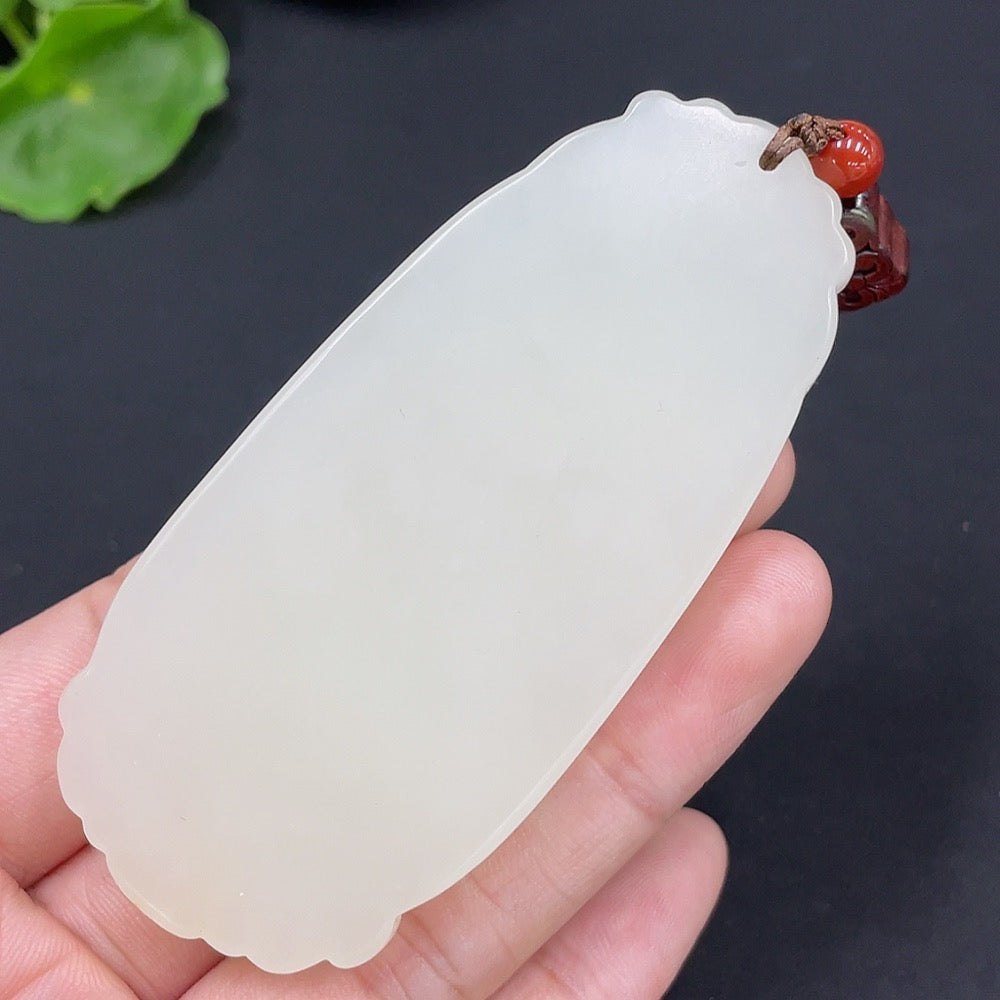 Hetian Jade Pendant Plain Pendant Undetermined Skin Color Formation Total Weight Approx. (Incl. Cord) 58g