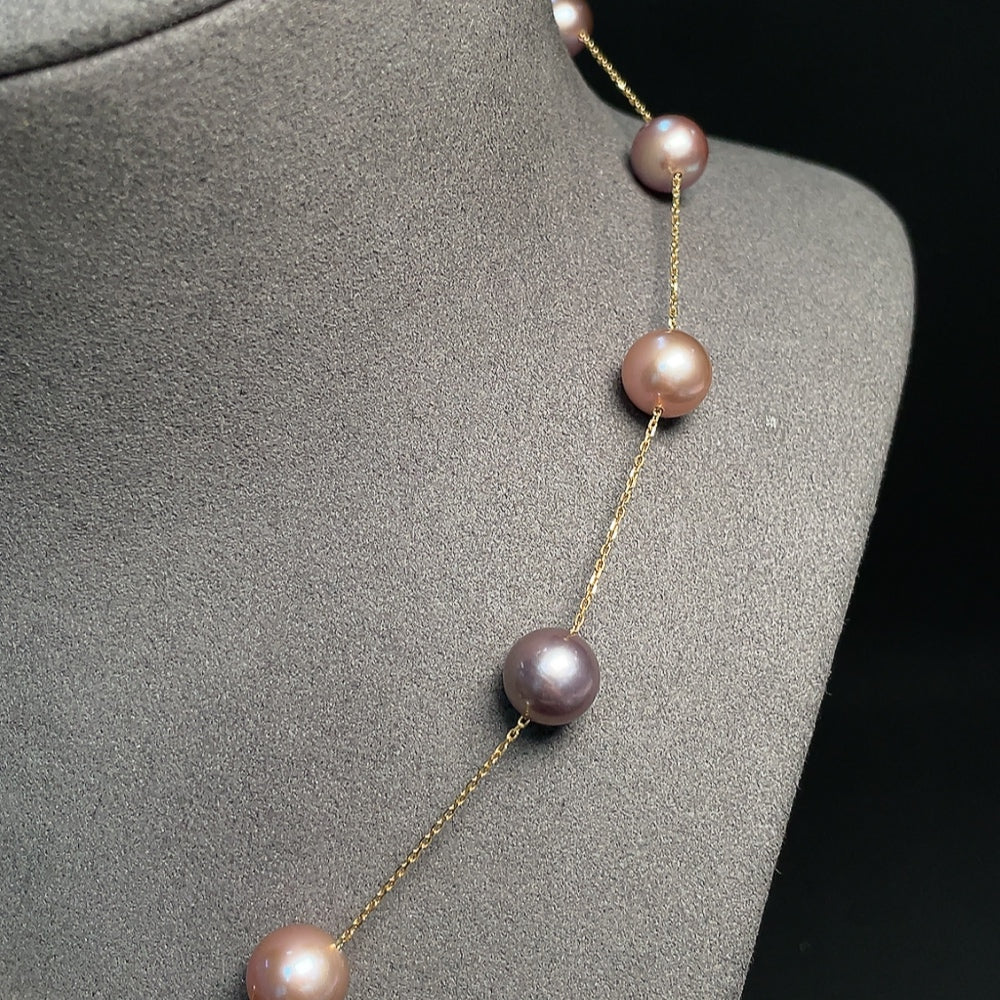 18k Pearl Bead Necklace, Total Weight Approx. 15.25g, Size About 9.8m