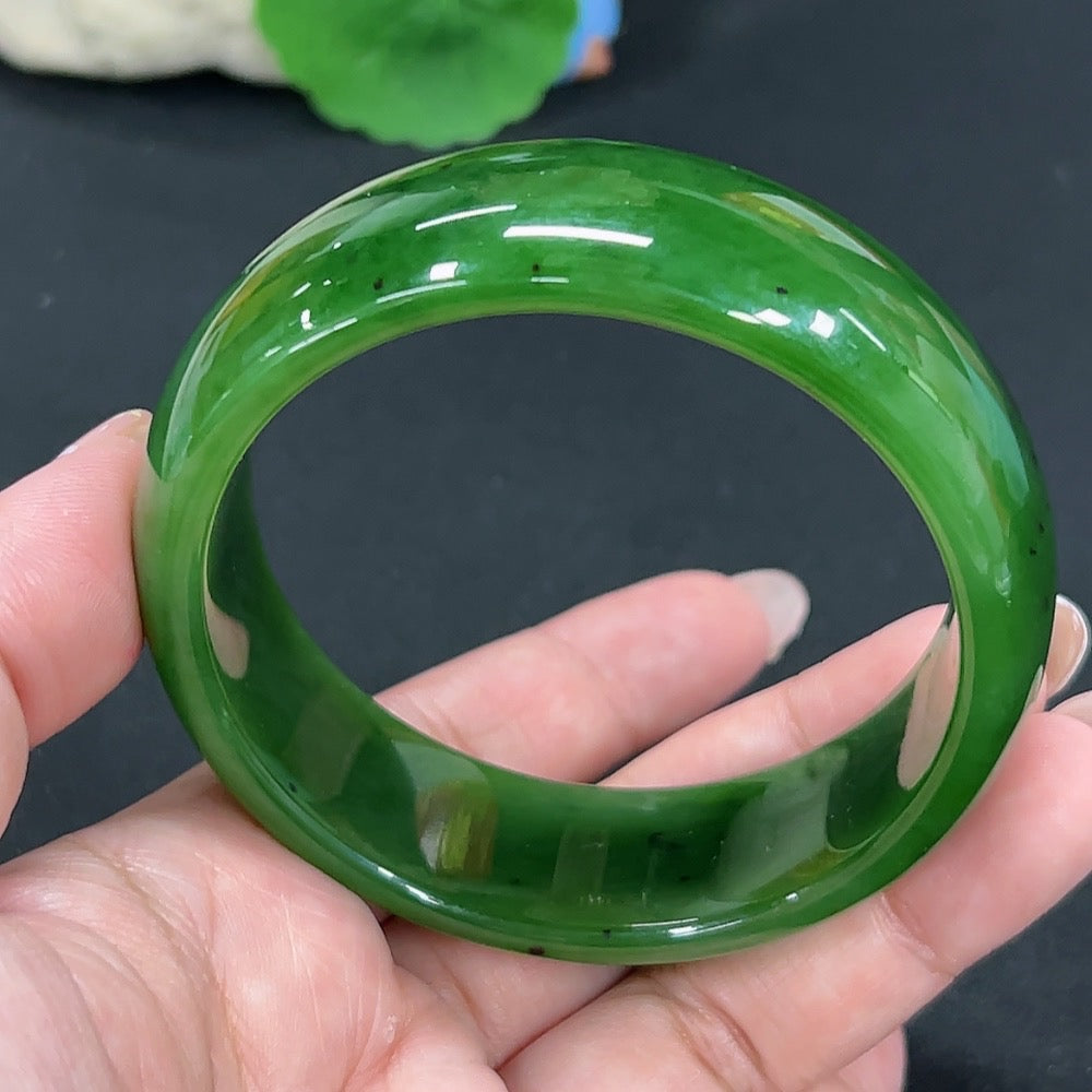 Hetian Jade Jasper Round Bracelet Size 60.2 Total Weight Approx. 81.7g