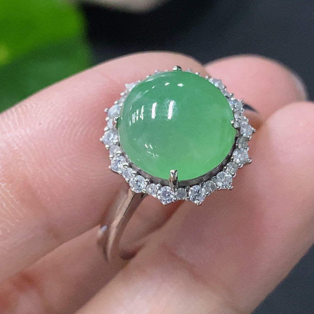 Jadeite Ring with and Diamond Accents (Minimum Side Stones Only), . | Huiliu Certified
