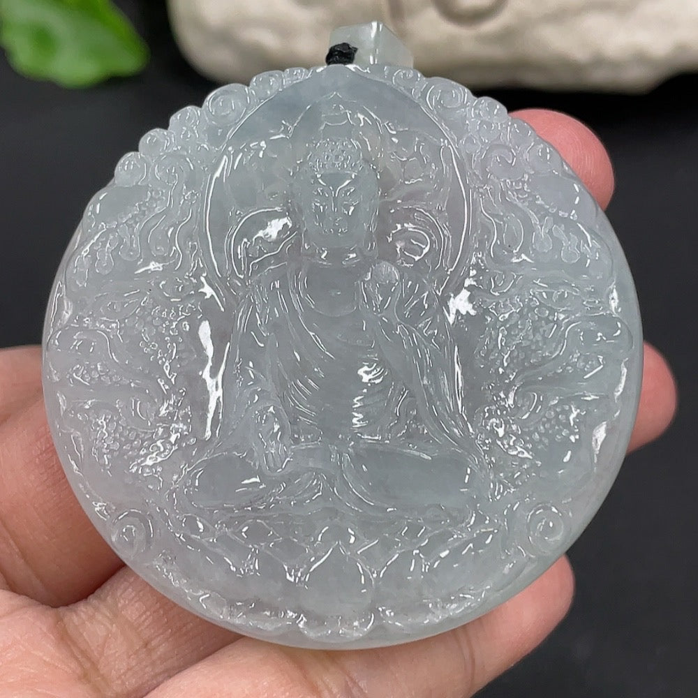 Jadeite Pendant Buddha Amulet Total Weight Approx. 50.83g with Rope