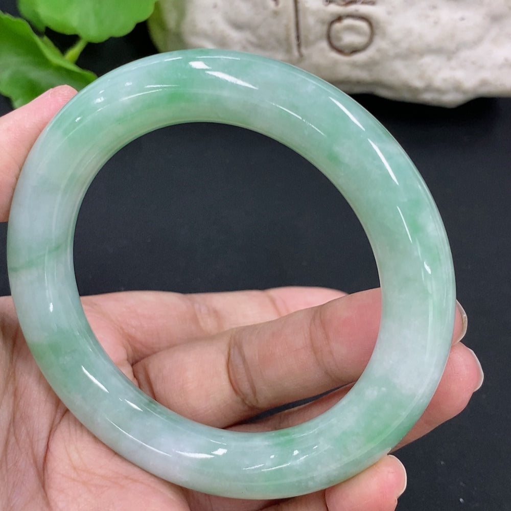 Jadeite Round Bangle, Total Weight Approx. 71g, Size 55.8