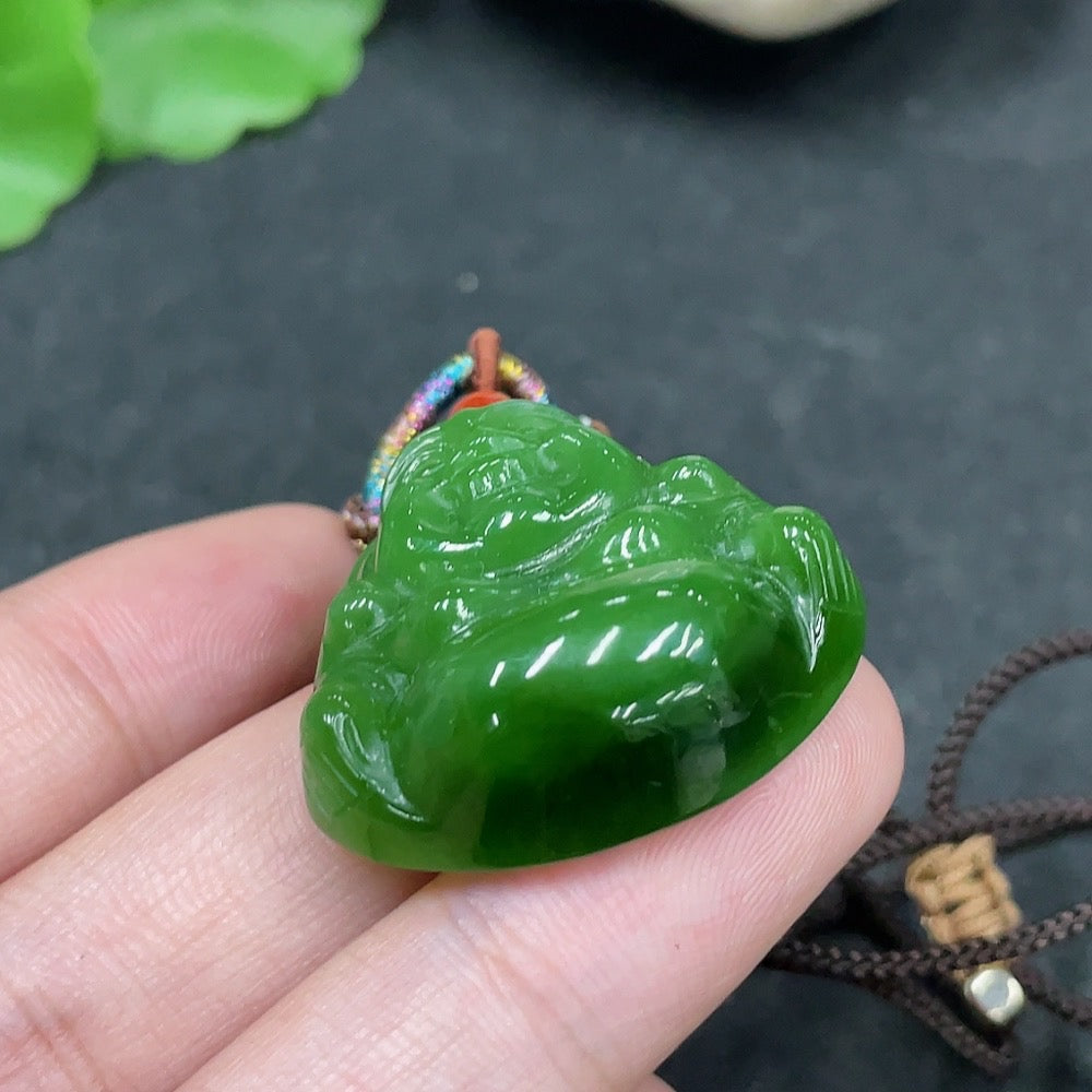 Hetian Jade Pendant Buddha (with rope) | Huiliu Certified