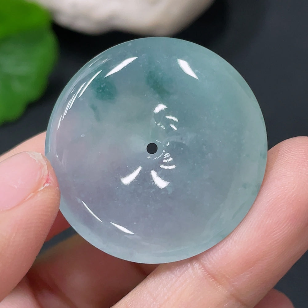 Jadeite safety buckle pendant from HUILIU HQ, crafted from jade, weighing approximately 9.45g, with a smooth polished surface.