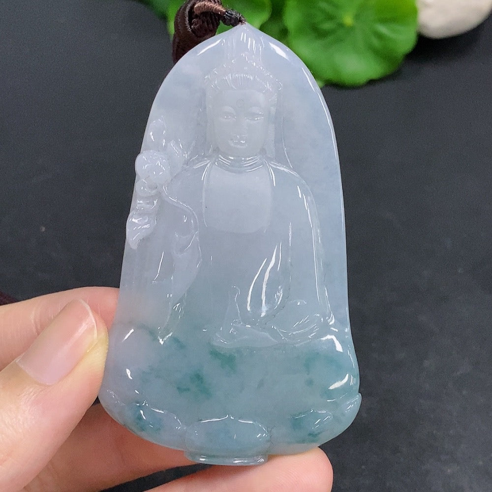 Jadeite Guanyin Pendant Including Rope Approximately | Huiliu Certified