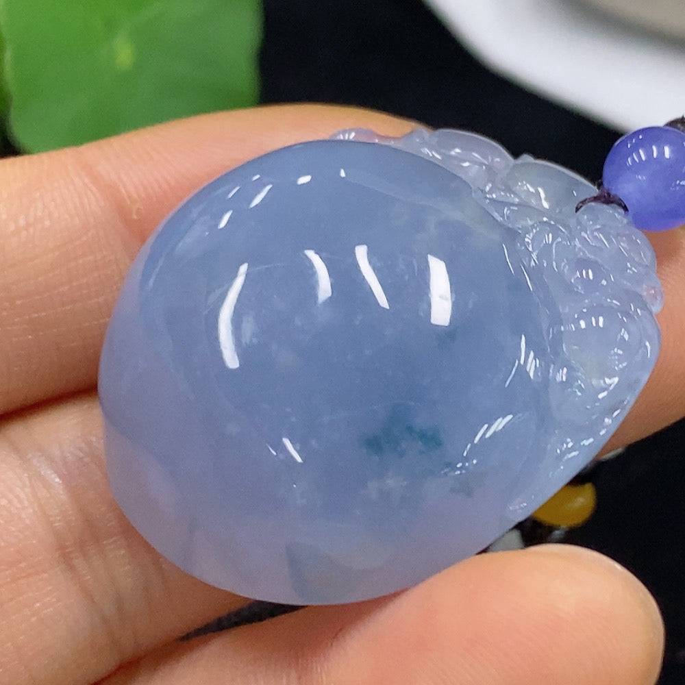 Jadeite monkey offering longevity pendant by HUILIU HQ, featuring a detailed green jadeite monkey sculpture on a cord.