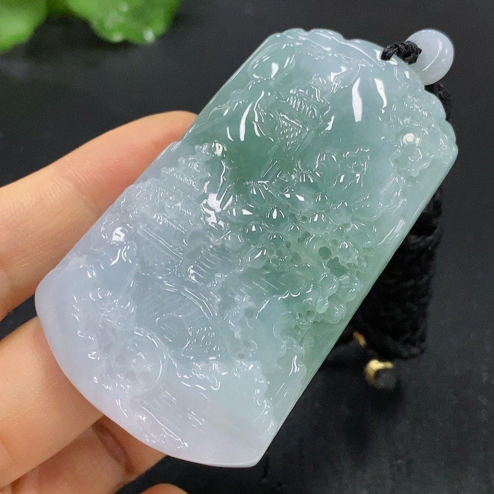 Jadeite landscape pendant total weight 81.496g