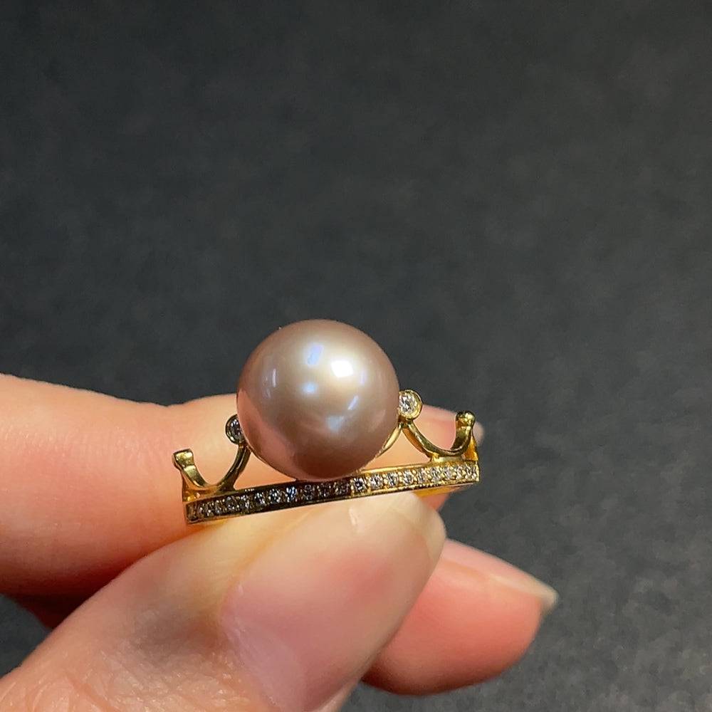 HUILIU HQ pearl ring with 37% gold, featuring a 9.3mm pearl in size 11.5, weight approx. 2.78g, non-diamond jewelry.