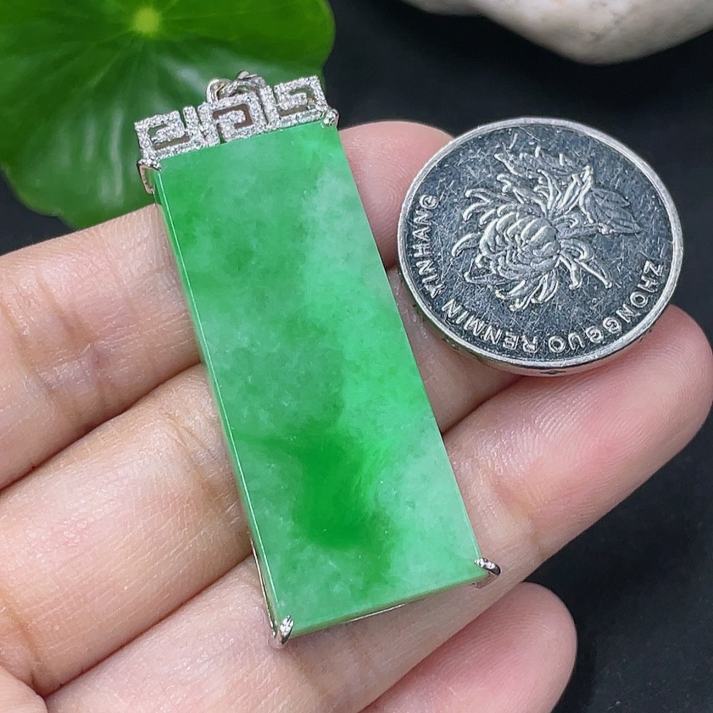 Jadeite Plain Pendant with 18K Gold and Diamond Accents