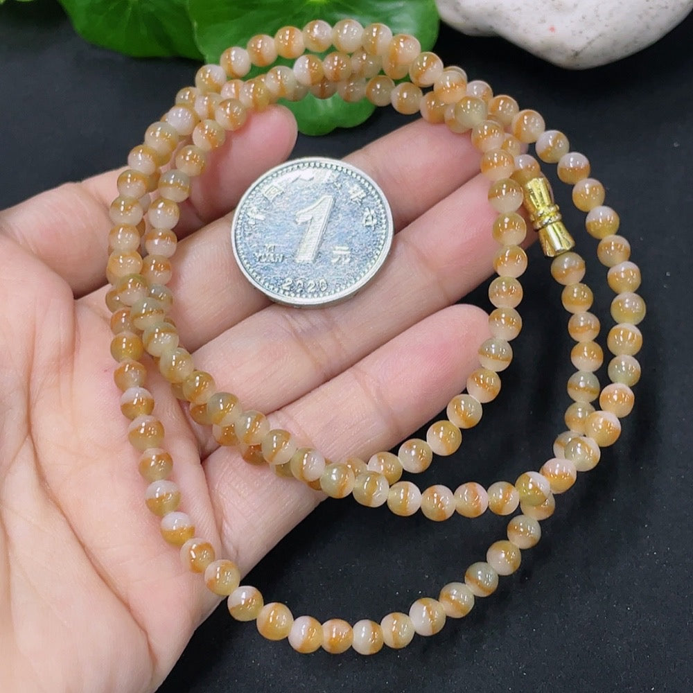 Jadeite Bead Necklace Approx. 4.4mm Total Weight About 20.8g (Non-gold Inlaid)