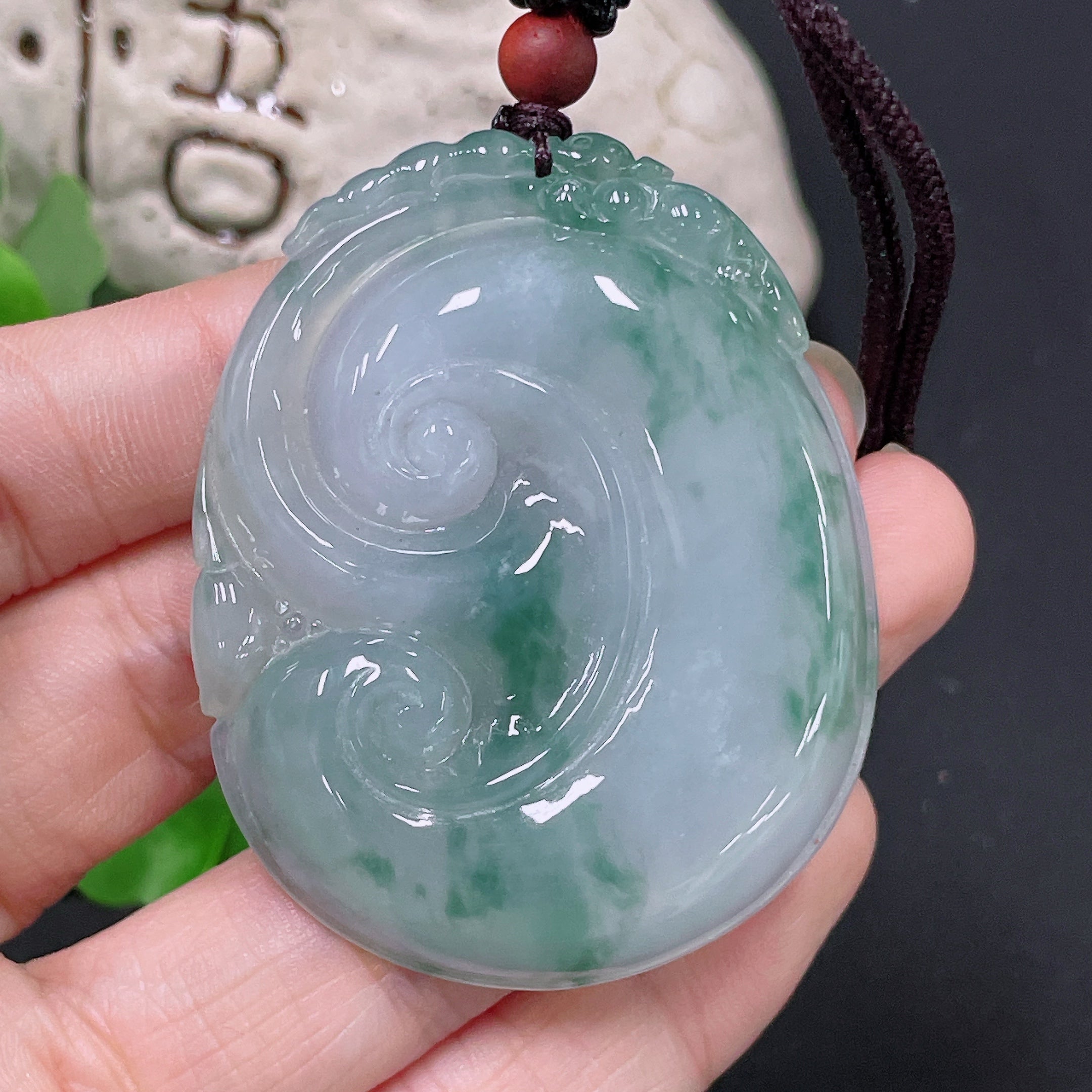 Jadeite Ruyi Pendant with total weight approx. 33.5g including rope