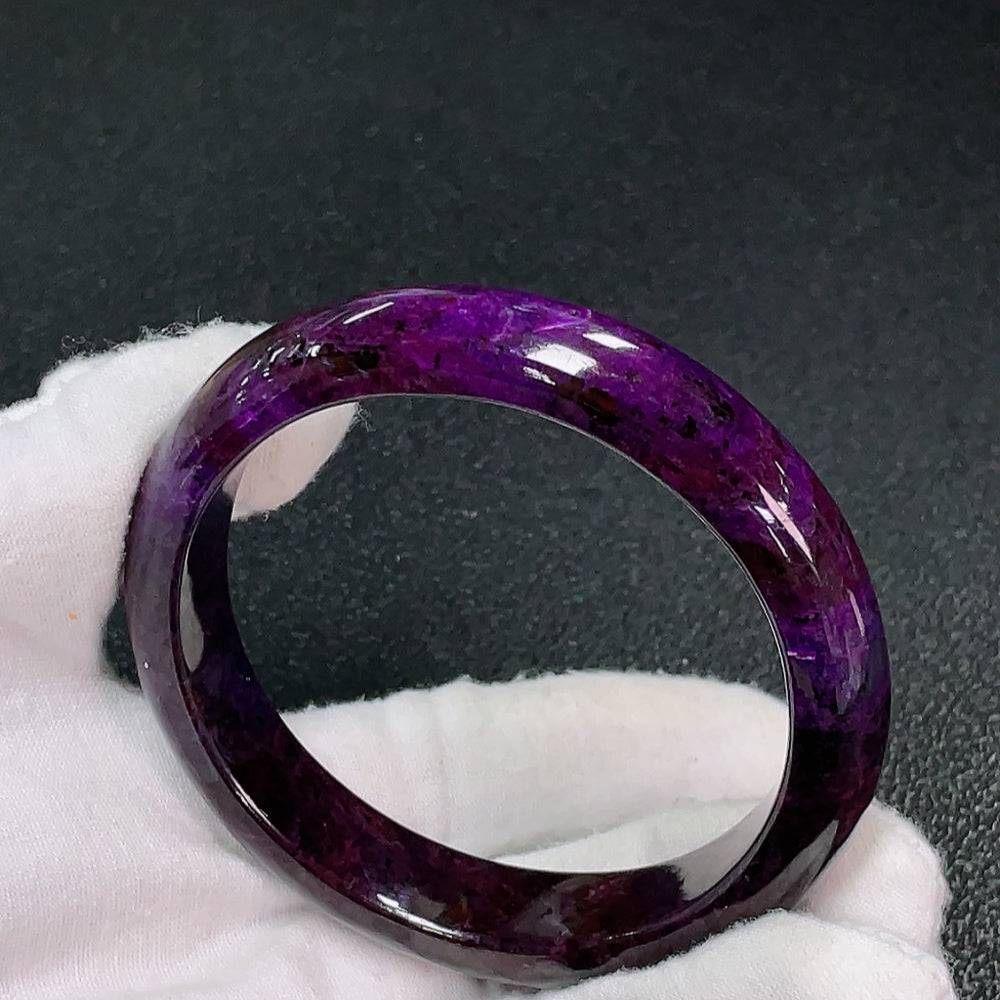 Sugilite gemstone bracelet with purple stones and mineral components, approximately 57.8mm in size, crafted by HUILIU HQ.