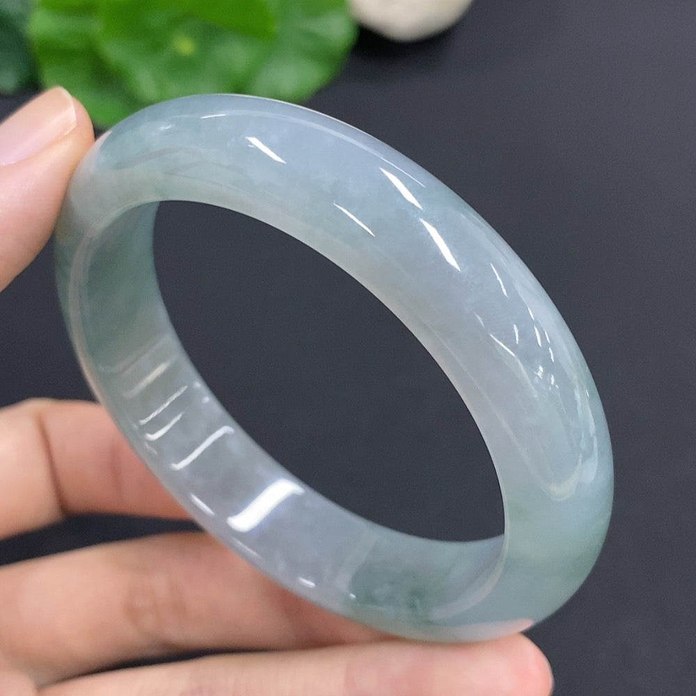 Jadeite round bracelet by HKHQ, 56.4g weight, size 56, featuring smooth jadeite beads on a delicate elastic band.