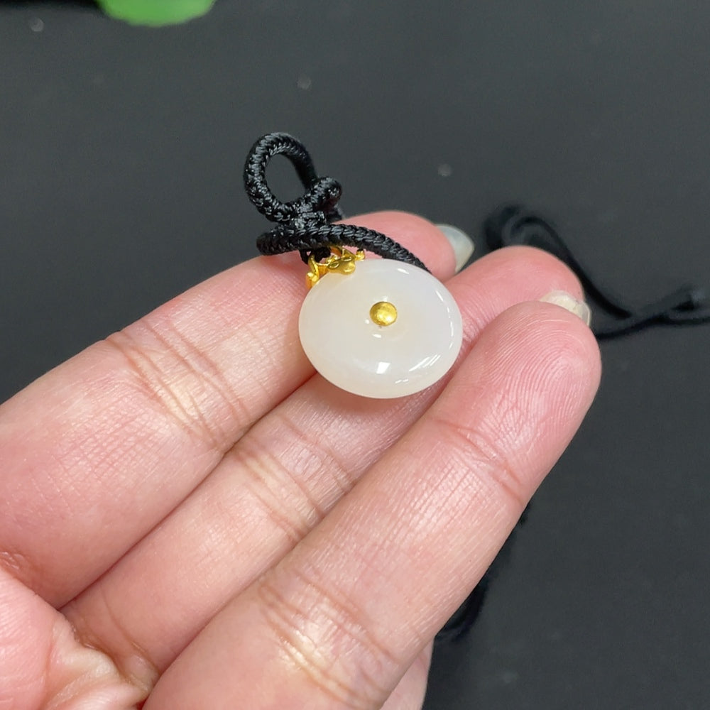 Hetian Jade Inlaid Pendant, Peace Buckle