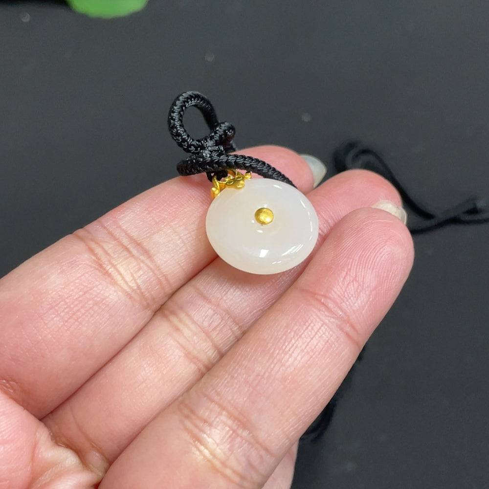 Huiliu HQ Hetian Jade Inlaid Pendant with peace buckle design, crafted from high-quality jade, displayed against a neutral background.