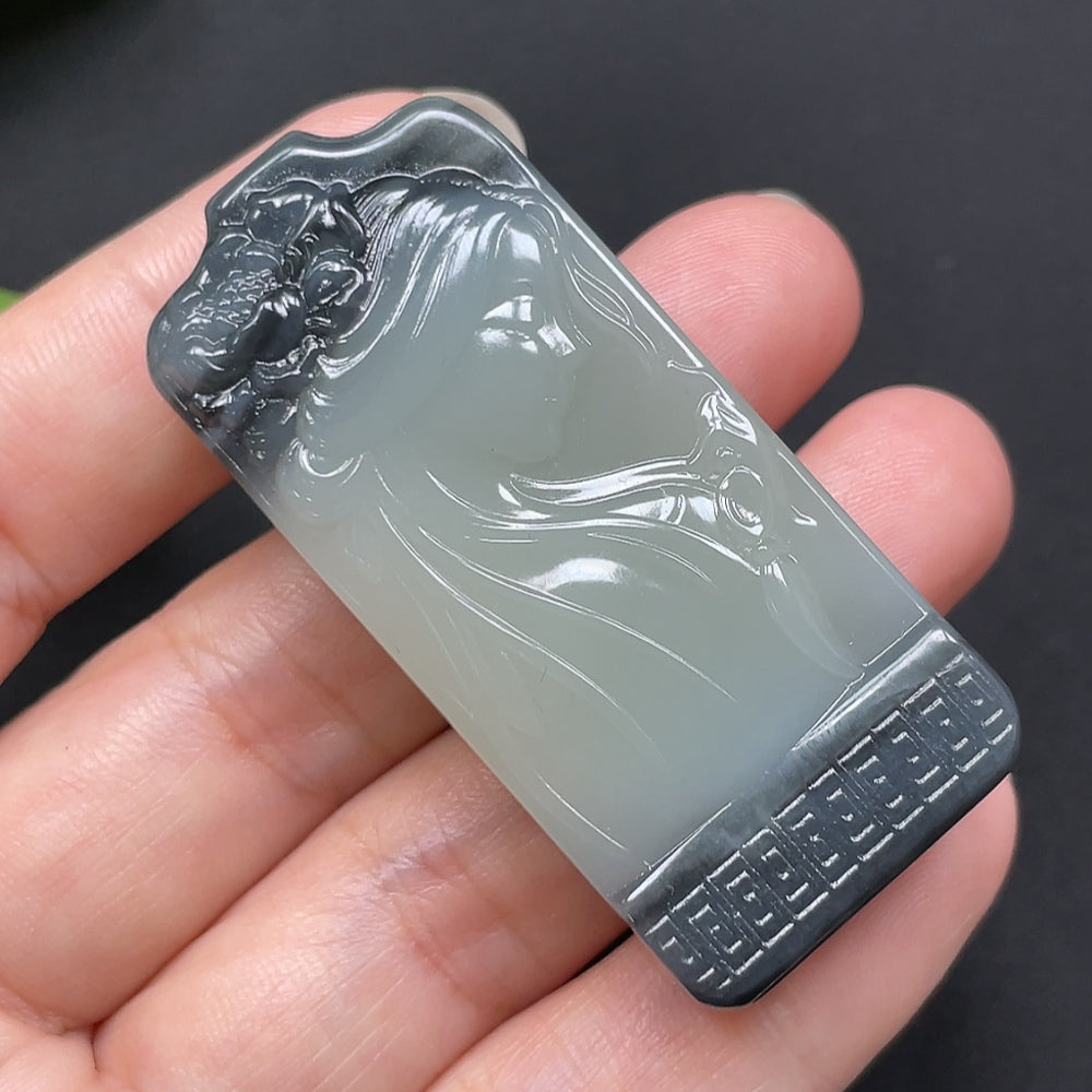 Hetian Jade Beauty Pendant Total Weight About 38.51g