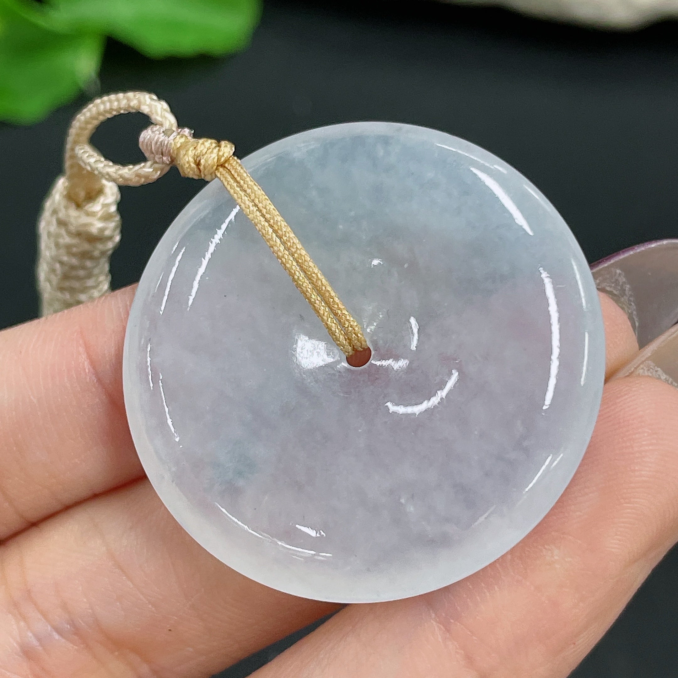 Jadeite Pendant Peace Knot with Cord . | Huiliu Certified