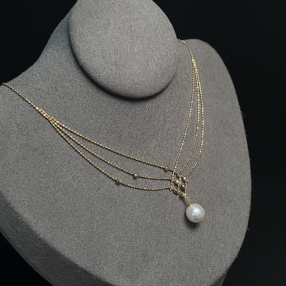 Seawater Pearl Inlaid Necklace 18k Gold Approx. 7.8mm Carat Product Weight Including Chain Approx. 2.98g