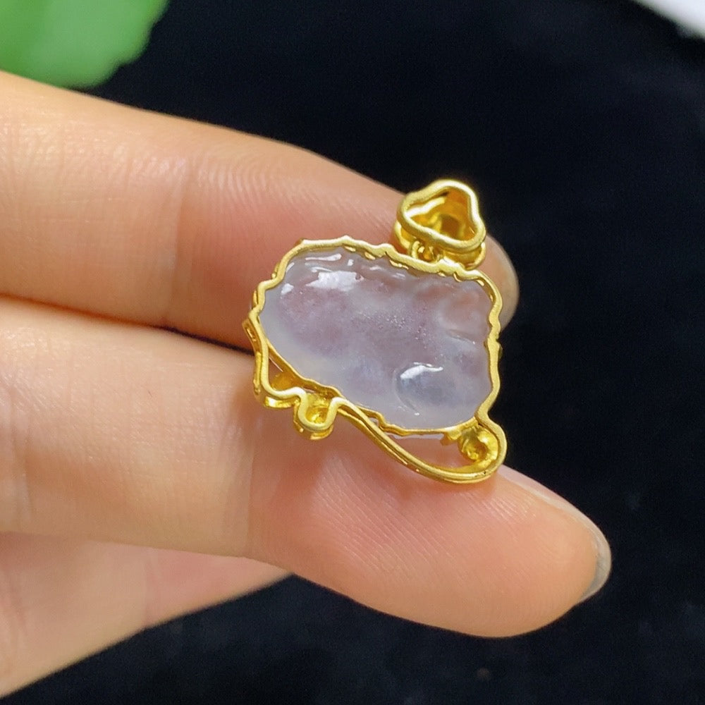 Jadeite Inlaid Pendant 18k Total Weight Approx. 3.21g