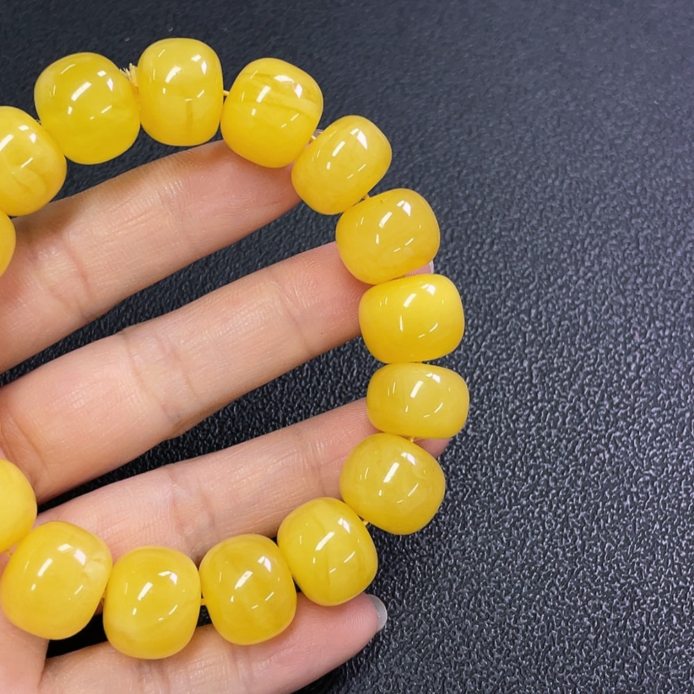 Amber Beeswax Bracelet Total Weight Approx. 28.18g Size About 14.3mm