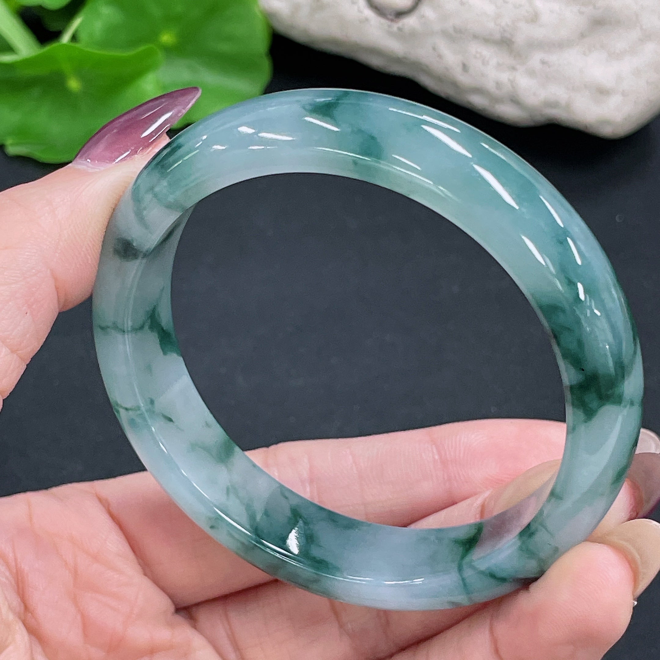 Jadeite Round Bracelet, Total Weight Approx. 51.95g, Size 55.7