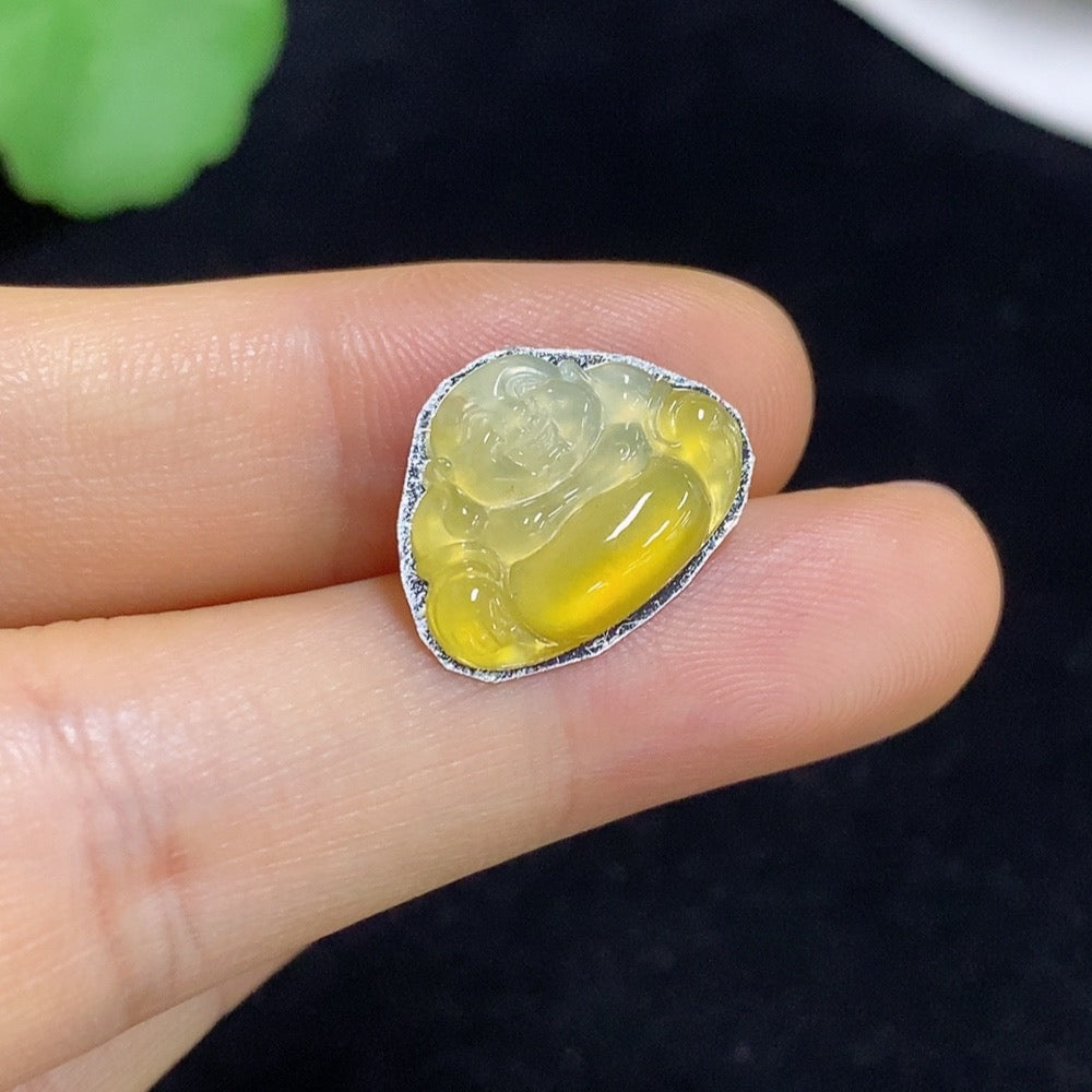 Jadeite Buddha Inlay Piece, Total Weight Approximately 0.91g