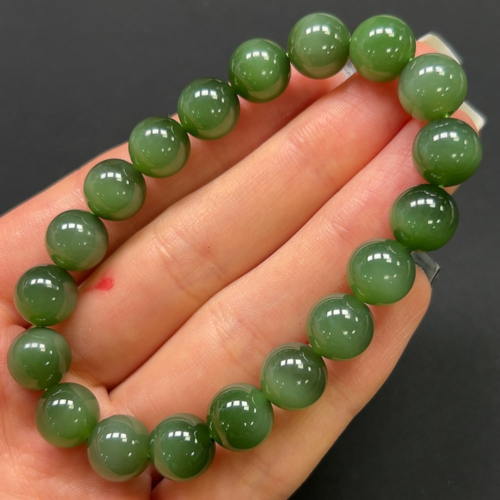 Hetian Jade Jasper Bracelet 9.7mm Approx. 28.24g