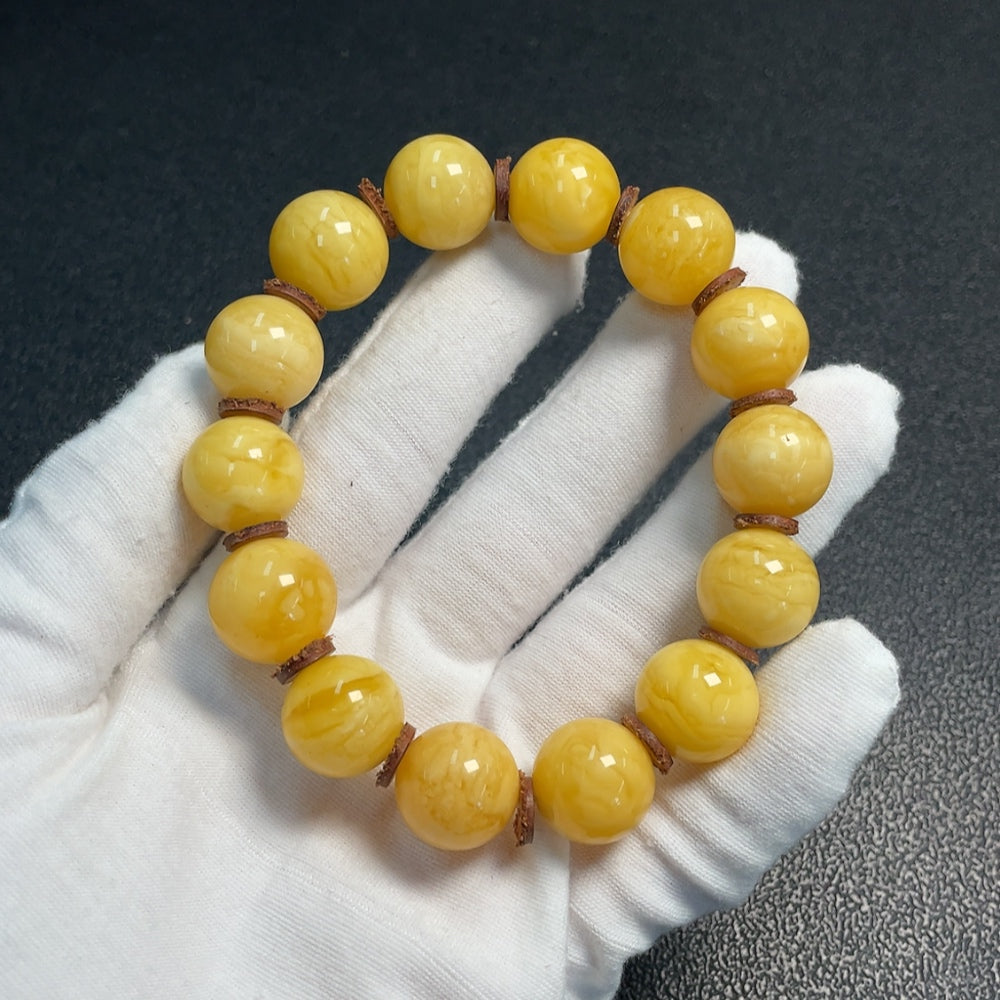 Amber Beeswax Bracelet, ., Size About 15.6mm | Huiliu Certified