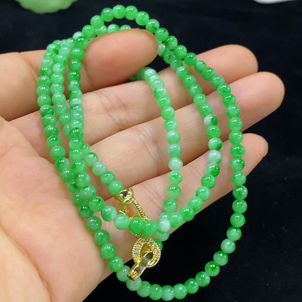Jadeite Bead Necklace Approx. 3.7mm Total Weight Approx. 15.2g Non-Gold Clasp