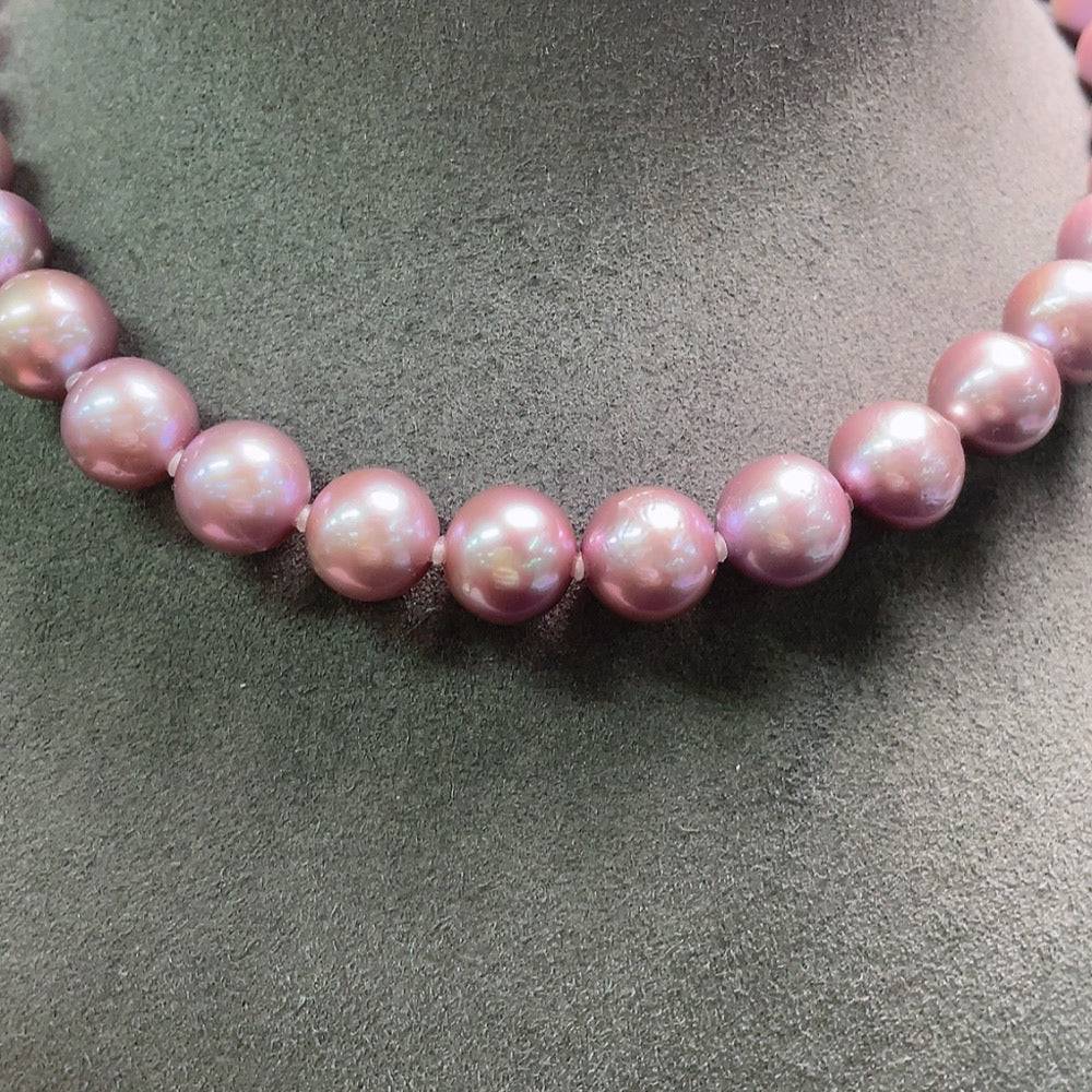 HUILIU HQ pearl necklace with approximately 76.5g weight, featuring large 10.9/11.8mm pearl beads on a non-gold strand.