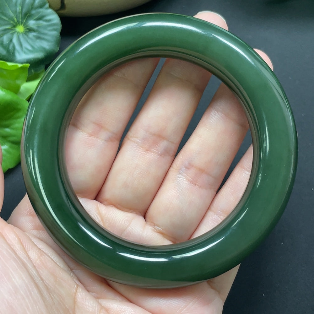 Hetian Jade Green Jade Round Bangle