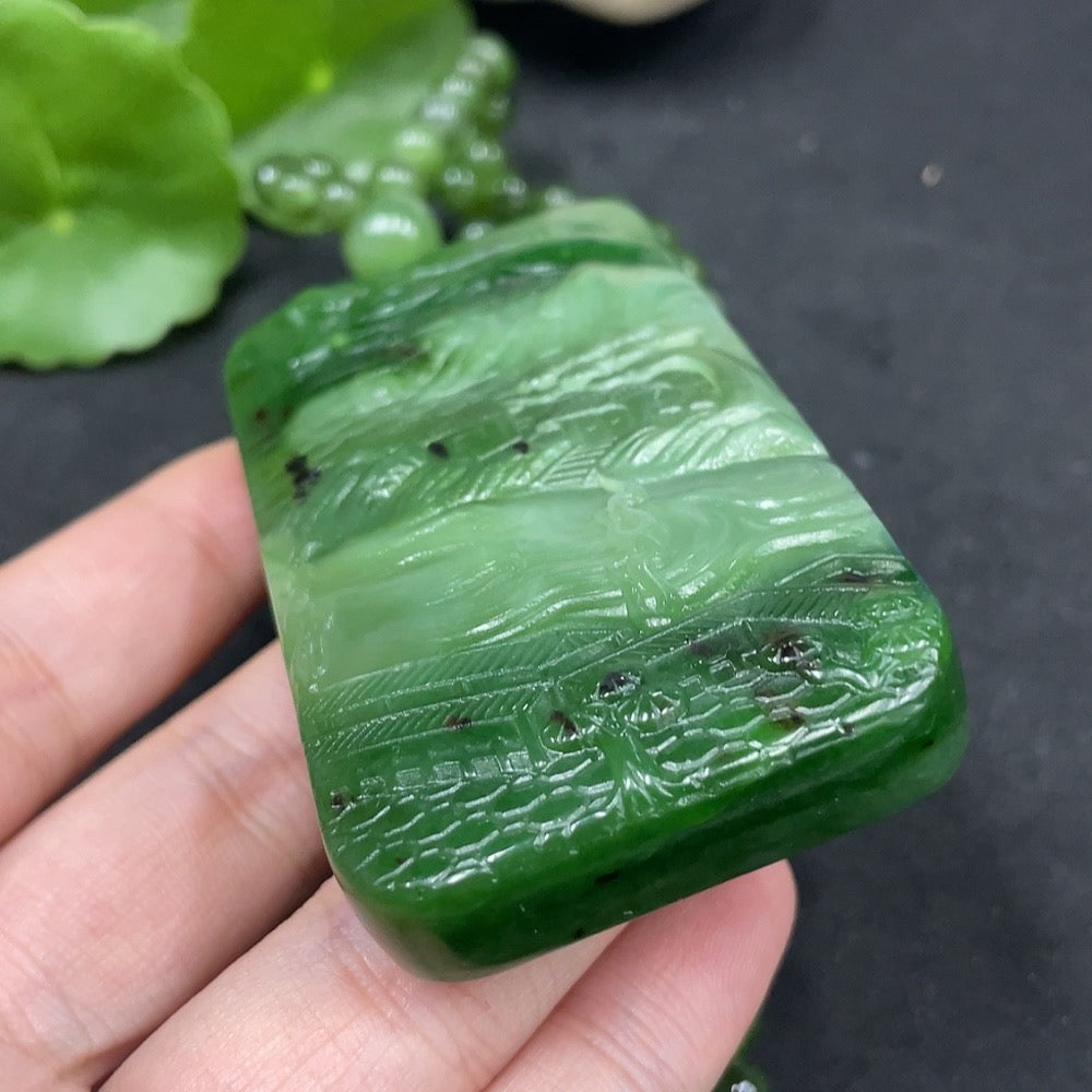 Hetian Jade Pendant - Buddha Observing the World | Huiliu Certified