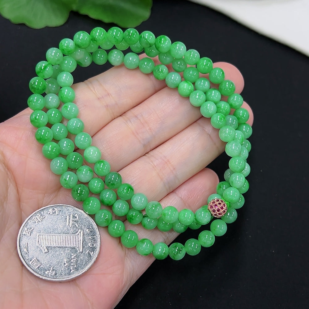 Jadeite Bead Necklace Approx. 5.4mm (Non-Gold Inlaid) (With Other Mineral Components)