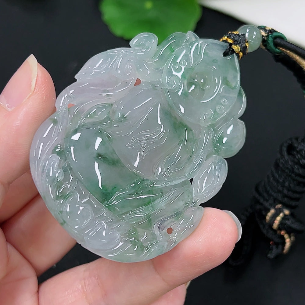 Jadeite Guanyin Pendant (including rope weight)
