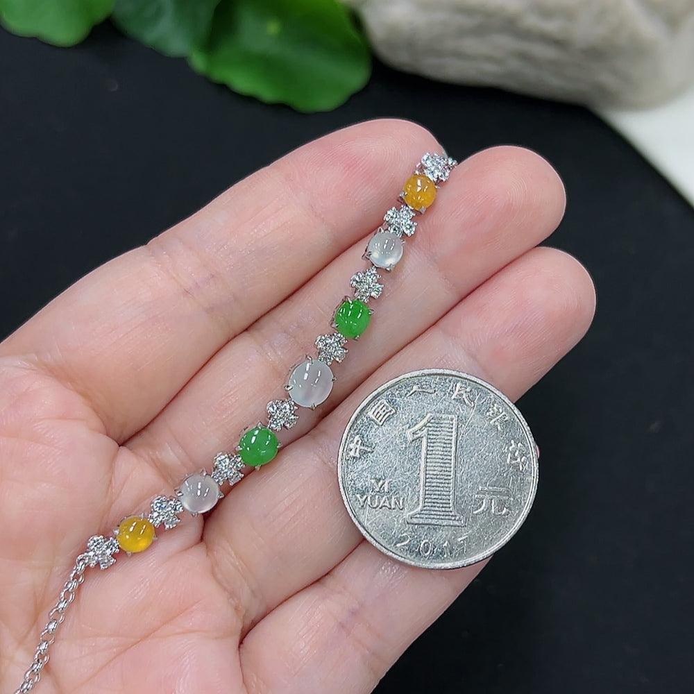 Jadeite inlaid bracelet 18K gold (yellow color origin undetermined) (non-diamond)