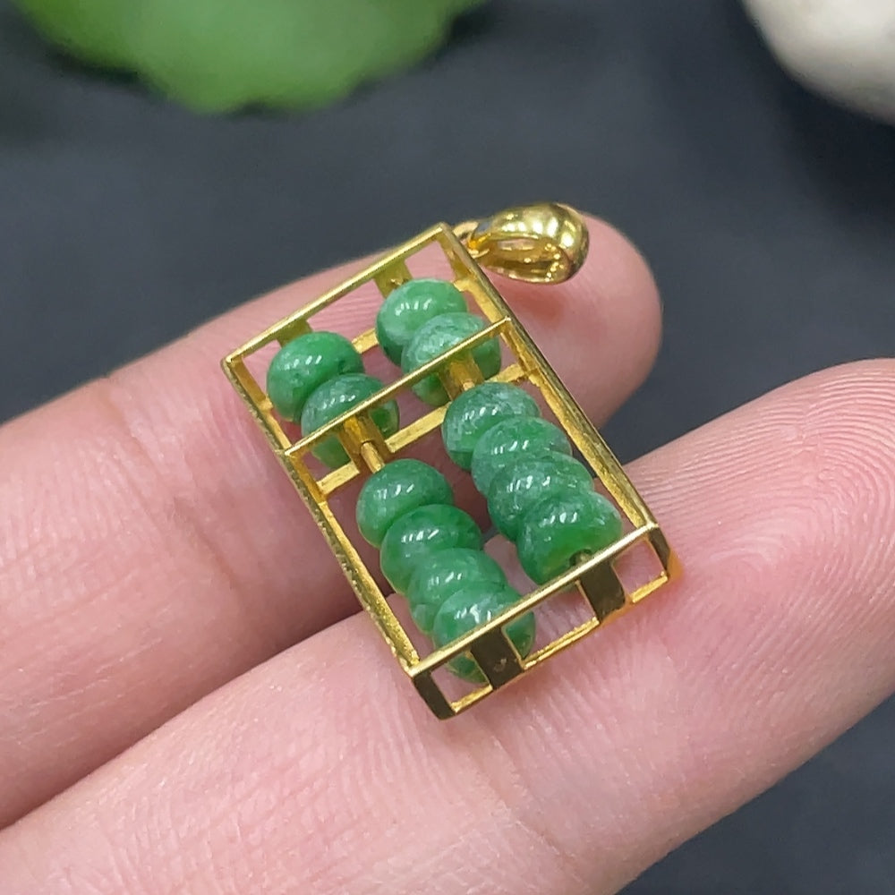 Jadeite Inlay 18k Gold Inlaid Total Weight Approx.1.9g