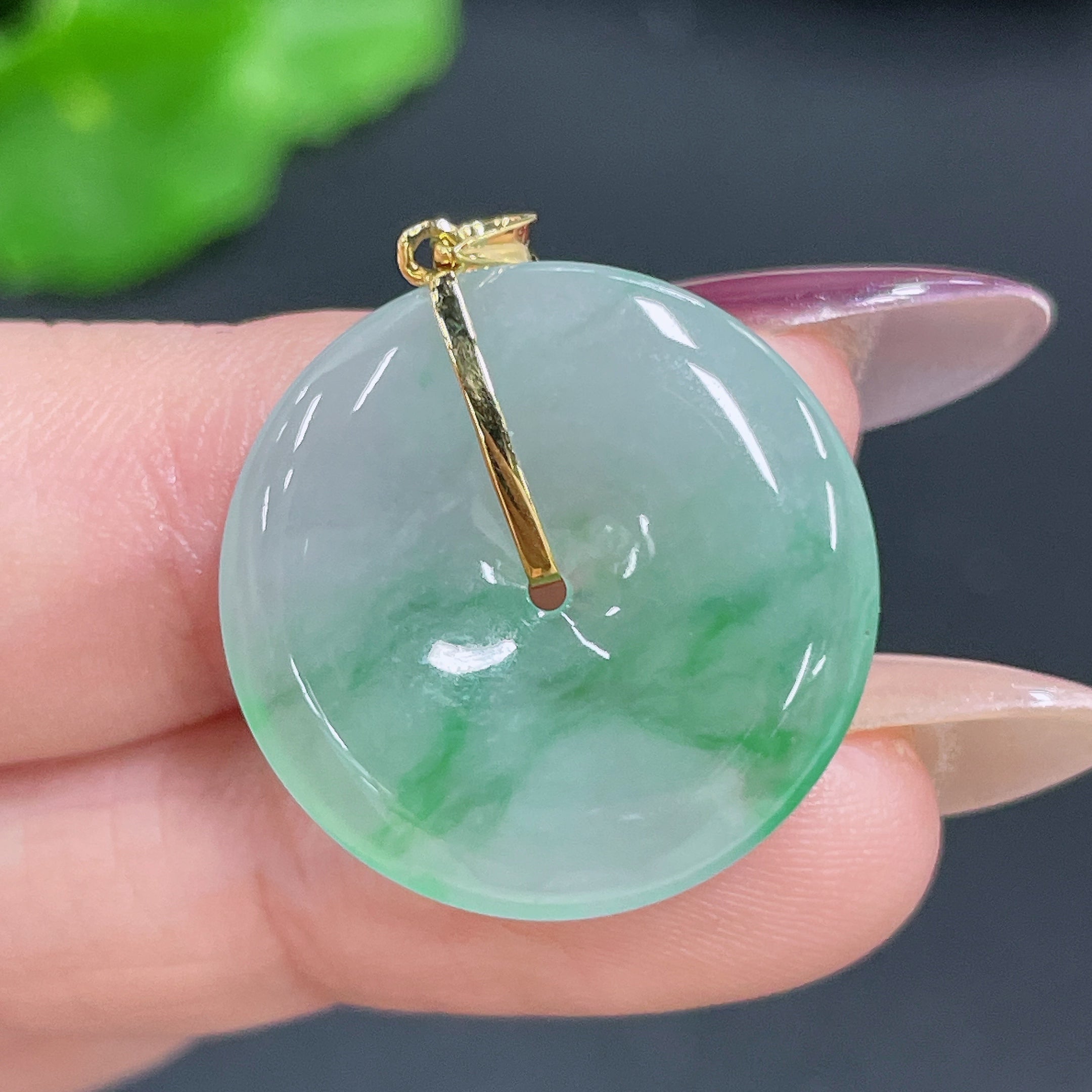 Jadeite Pendant Peace Buckle 18k Buckle Head Total Weight Approx. 3.86g
