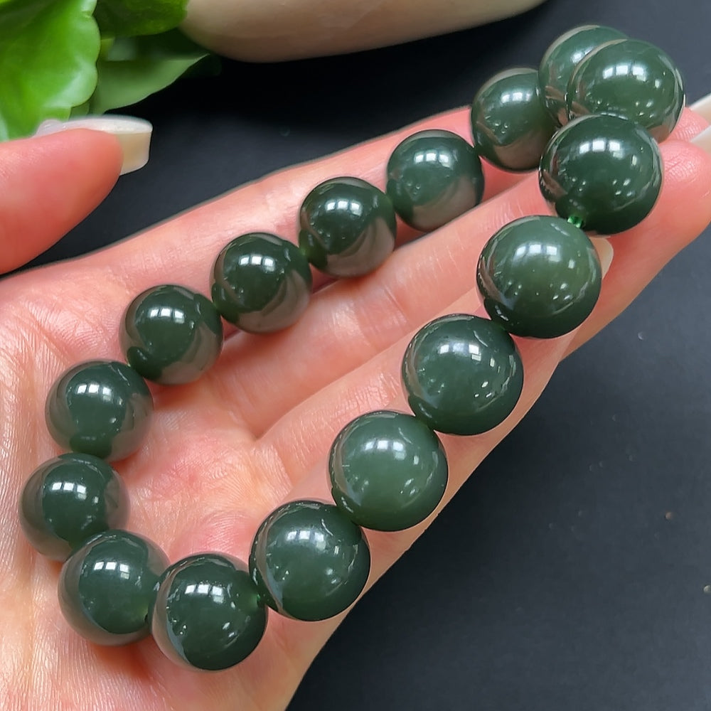 Hetian Jade Bracelet 13.9mm Approx. 69.02g