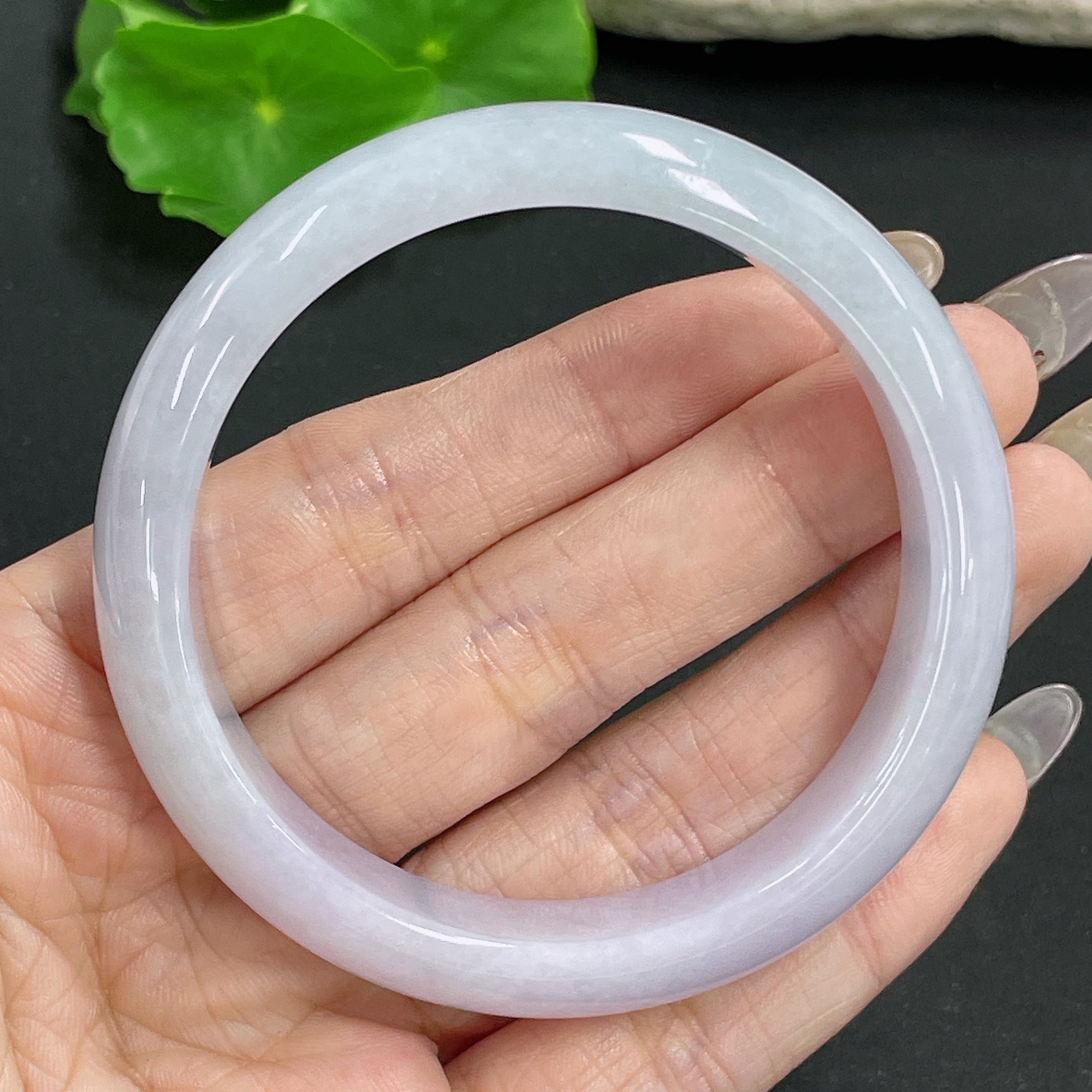 Jadeite Round Bangle, Total Weight Approx. 59.6g, Size 56.4