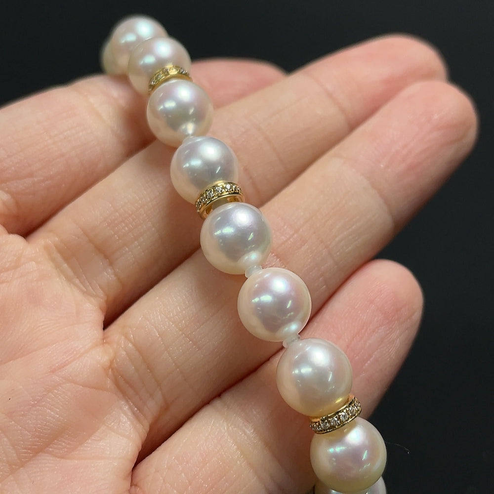 Seawater Pearl Bracelet Non-Diamond Marked Red Non-Gold String Undetectable Rest 18k Gold Size About 7.8mm