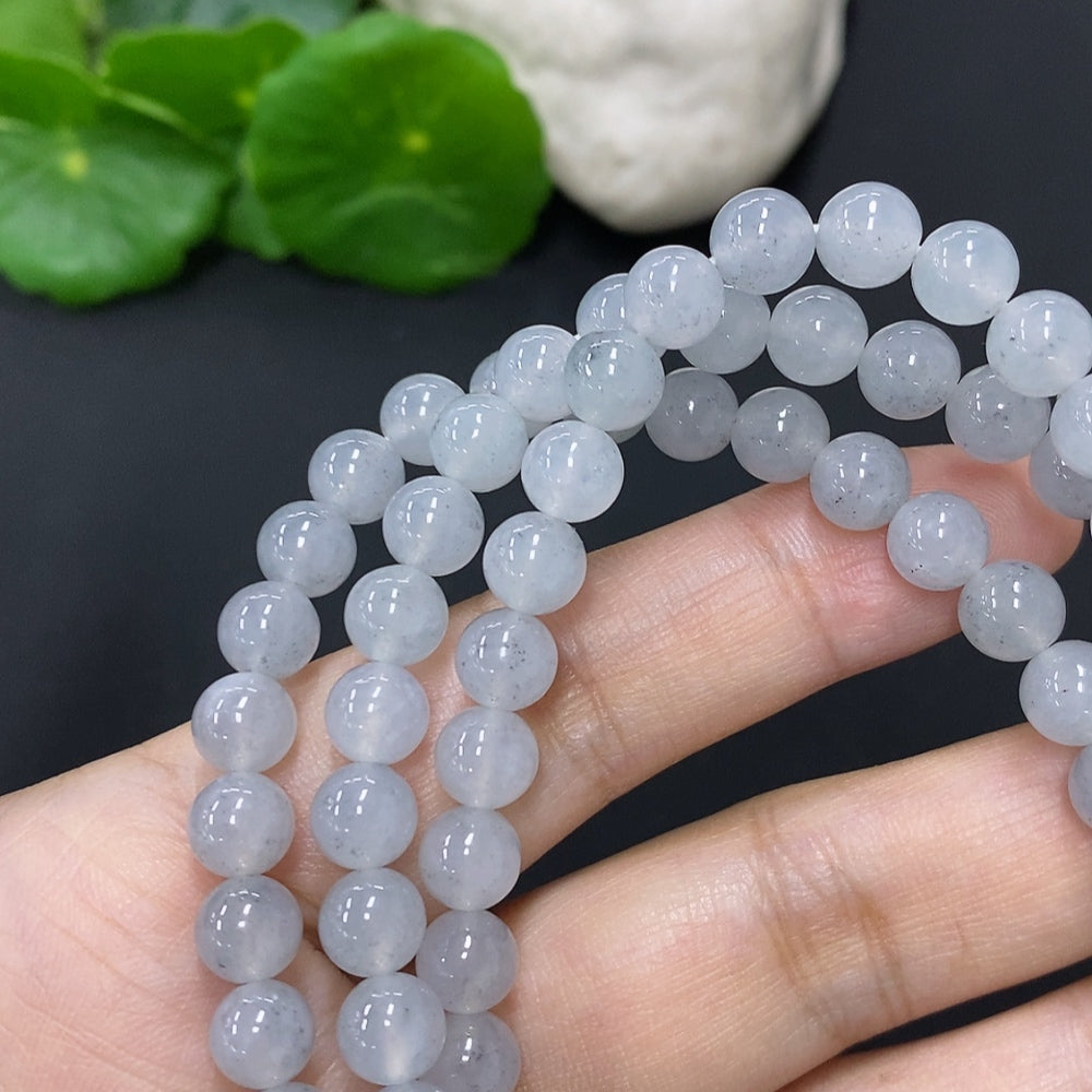 Jadeite Bead Necklace Approx. 6.7mm Non-Gold Total Weight Approx. 61.7g