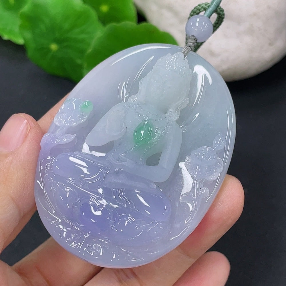 Jadeite Tara Pendant Total Weight Approx. 50.52g (Including Rope Weight)