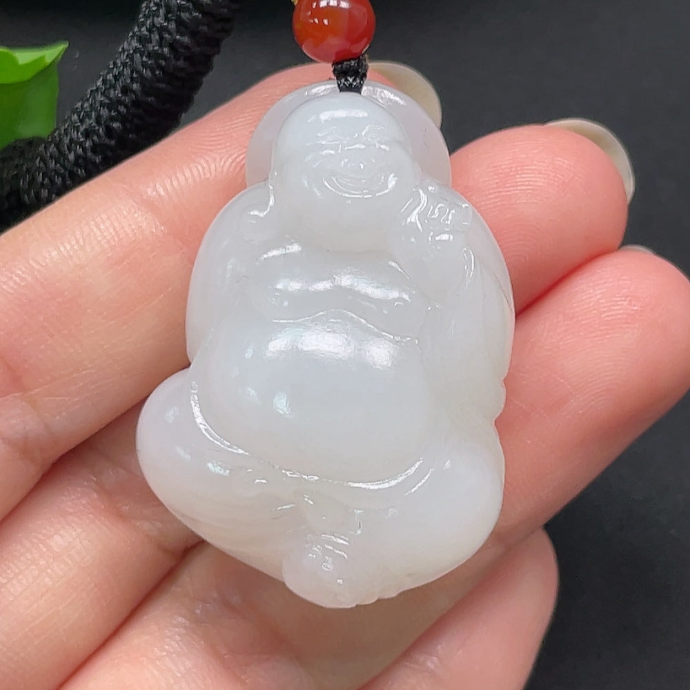 Hetian Jade Buddha Pendant, Total Weight Approx. 27.18g, Including Rope
