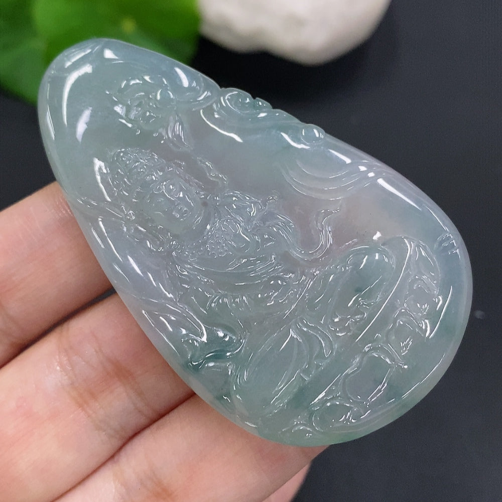 Jadeite Guanyin Pendant Total Weight Approximately 27.6g