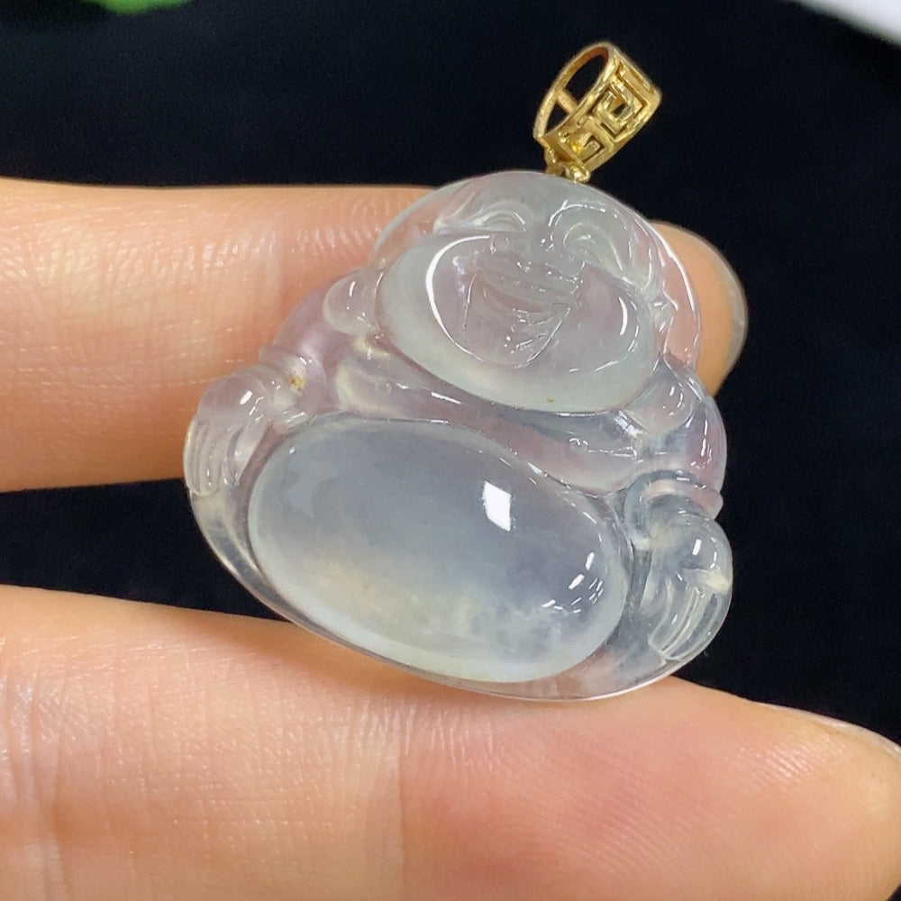 Huiliu HQ Jadeite Buddha pendant, intricately carved jade jewelry with a serene Buddha design, certified by Huiliu.