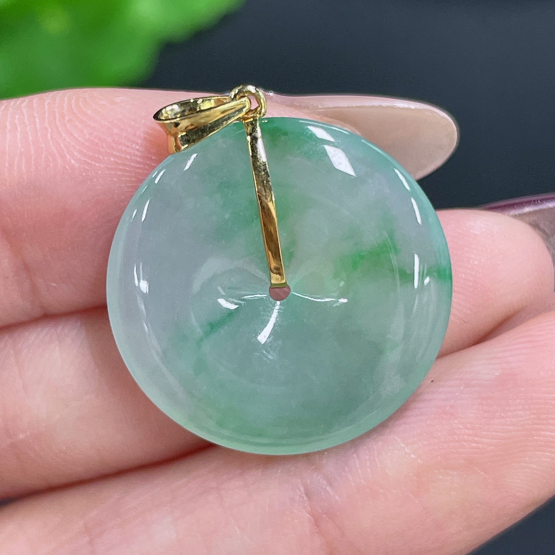 Jadeite Pendant Safety Buckle 18k Bail Total Weight Approx. 4.04g