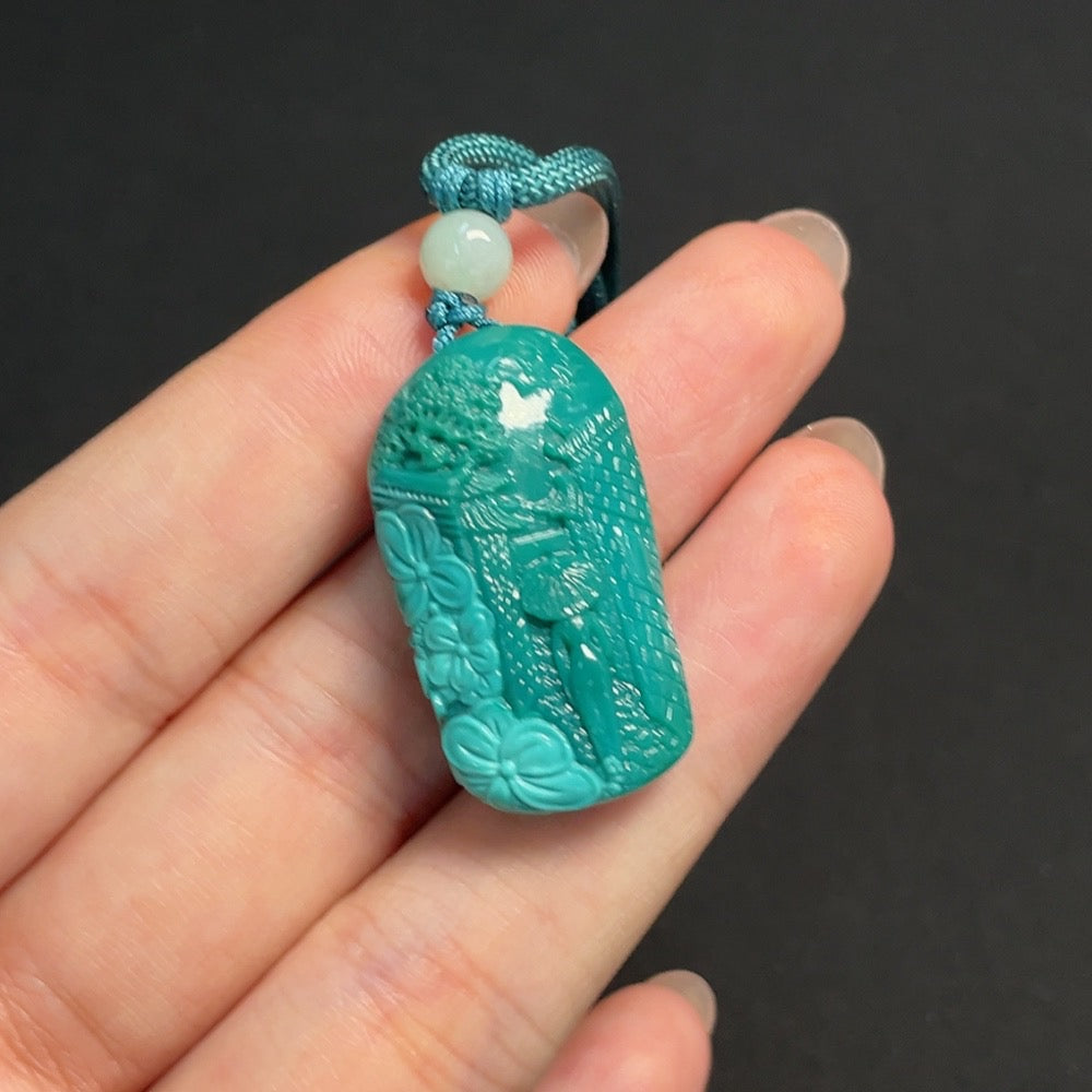 Turquoise Pendant with Non-Natural Accent Stones, Including Rope, Total Weight Approx. 9.9g