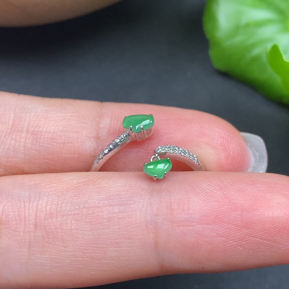 Jadeite Inlaid Ring with Diamond Accents 18k