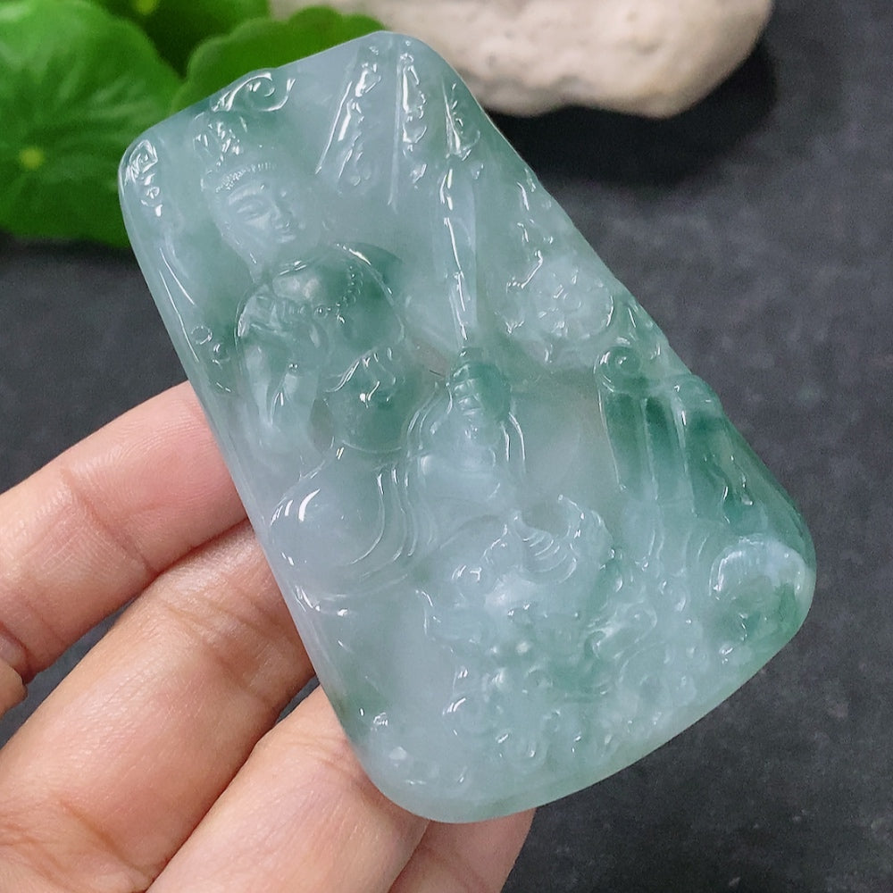 Jadeite Manjushri Bodhisattva Pendant Total Weight Approx. 41.5g